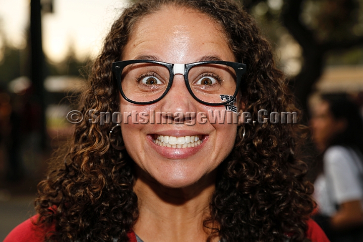 2015StanWash-010.JPG - Oct 24, 2015; Stanford, CA, USA; Stanford Cardinal fan Lauren Centrowitz, 5 time Stanford All-American in track and cross country, exemplifies the Nerd Nation prior to game against the Washington Huskies at  Stanford Stadium. 
